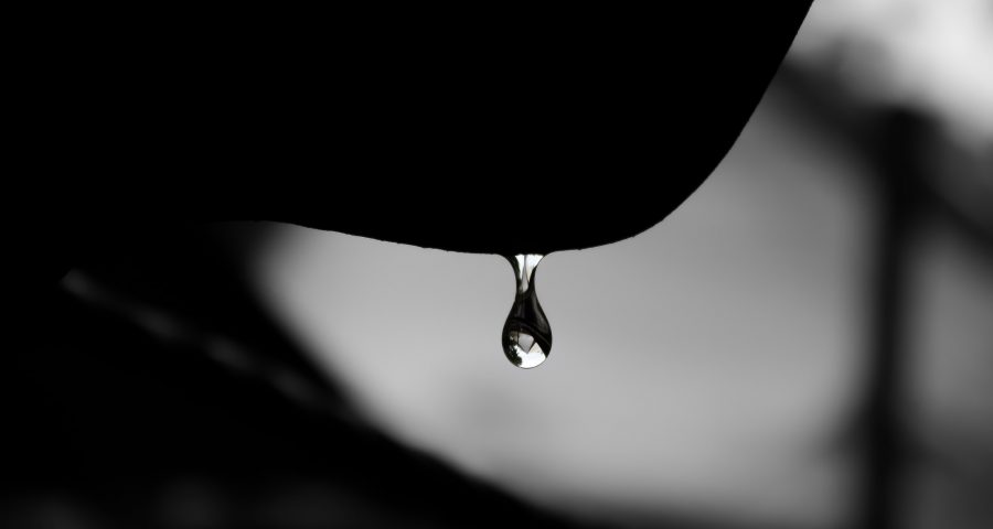 Water droplet falling from unknown object