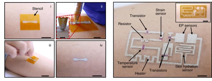 Sensor tattooed on skin