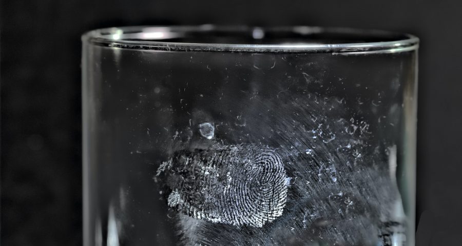 Fingerprint in a glass